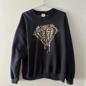 brand new black cheetah leopard print diamond sweatshirt